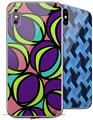 2 Decal style Skin Wraps set compatible with Apple iPhone X and XS Crazy Dots 01