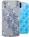 2 Decal style Skin Wraps set compatible with Apple iPhone X and XS Victorian Design Blue