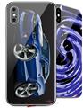 2 Decal style Skin Wraps set compatible with Apple iPhone X and XS 2010 Camaro RS Blue
