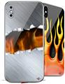 2 Decal style Skin Wraps set compatible with Apple iPhone X and XS Ripped Metal Fire