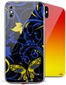 2 Decal style Skin Wraps set compatible with Apple iPhone X and XS Twisted Garden Blue and Yellow
