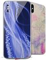 2 Decal style Skin Wraps set compatible with Apple iPhone X and XS Mystic Vortex Blue