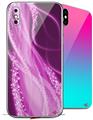 2 Decal style Skin Wraps set compatible with Apple iPhone X and XS Mystic Vortex Hot Pink