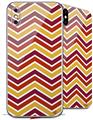 2 Decal style Skin Wraps set compatible with Apple iPhone X and XS Zig Zag Yellow Burgundy Orange