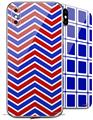 2 Decal style Skin Wraps set compatible with Apple iPhone X and XS Zig Zag Red White and Blue