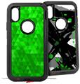 2x Decal style Skin Wrap Set compatible with Otterbox Defender iPhone X and Xs Case - Triangle Mosaic Green (CASE NOT INCLUDED)