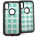 2x Decal style Skin Wrap Set compatible with Otterbox Defender iPhone X and Xs Case - Squared Seafoam Green (CASE NOT INCLUDED)