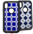 2x Decal style Skin Wrap Set compatible with Otterbox Defender iPhone X and Xs Case - Squared Royal Blue (CASE NOT INCLUDED)