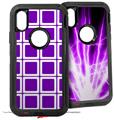 2x Decal style Skin Wrap Set compatible with Otterbox Defender iPhone X and Xs Case - Squared Purple (CASE NOT INCLUDED)