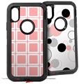 2x Decal style Skin Wrap Set compatible with Otterbox Defender iPhone X and Xs Case - Squared Pink (CASE NOT INCLUDED)