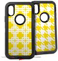 2x Decal style Skin Wrap Set compatible with Otterbox Defender iPhone X and Xs Case - Boxed Yellow (CASE NOT INCLUDED)