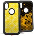 2x Decal style Skin Wrap Set compatible with Otterbox Defender iPhone X and Xs Case - Wavey Yellow (CASE NOT INCLUDED)