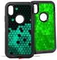 2x Decal style Skin Wrap Set compatible with Otterbox Defender iPhone X and Xs Case - HEX Seafoan Green (CASE NOT INCLUDED)