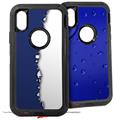 2x Decal style Skin Wrap Set compatible with Otterbox Defender iPhone X and Xs Case - Ripped Colors Blue White (CASE NOT INCLUDED)