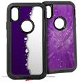2x Decal style Skin Wrap Set compatible with Otterbox Defender iPhone X and Xs Case - Ripped Colors Purple White (CASE NOT INCLUDED)