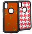 2x Decal style Skin Wrap Set compatible with Otterbox Defender iPhone X and Xs Case - Anchors Away Burnt Orange (CASE NOT INCLUDED)