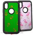 2x Decal style Skin Wrap Set compatible with Otterbox Defender iPhone X and Xs Case - Anchors Away Green (CASE NOT INCLUDED)
