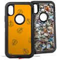 2x Decal style Skin Wrap Set compatible with Otterbox Defender iPhone X and Xs Case - Anchors Away Orange (CASE NOT INCLUDED)