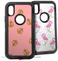 2x Decal style Skin Wrap Set compatible with Otterbox Defender iPhone X and Xs Case - Anchors Away Pink (CASE NOT INCLUDED)