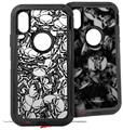 2x Decal style Skin Wrap Set compatible with Otterbox Defender iPhone X and Xs Case - Scattered Skulls White (CASE NOT INCLUDED)