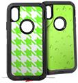2x Decal style Skin Wrap Set compatible with Otterbox Defender iPhone X and Xs Case - Houndstooth Neon Lime Green (CASE NOT INCLUDED)