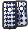 2x Decal style Skin Wrap Set compatible with Otterbox Defender iPhone X and Xs Case - Houndstooth Navy Blue (CASE NOT INCLUDED)