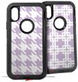 2x Decal style Skin Wrap Set compatible with Otterbox Defender iPhone X and Xs Case - Houndstooth Lavender (CASE NOT INCLUDED)