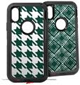 2x Decal style Skin Wrap Set compatible with Otterbox Defender iPhone X and Xs Case - Houndstooth Hunter Green (CASE NOT INCLUDED)