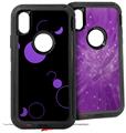 2x Decal style Skin Wrap Set compatible with Otterbox Defender iPhone X and Xs Case - Lots of Dots Purple on Black (CASE NOT INCLUDED)