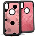 2x Decal style Skin Wrap Set compatible with Otterbox Defender iPhone X and Xs Case - Lots of Dots Pink on Pink (CASE NOT INCLUDED)