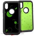 2x Decal style Skin Wrap Set compatible with Otterbox Defender iPhone X and Xs Case - Lots of Dots Green on Black (CASE NOT INCLUDED)