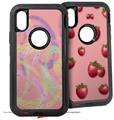 2x Decal style Skin Wrap Set compatible with Otterbox Defender iPhone X and Xs Case - Neon Swoosh on Pink (CASE NOT INCLUDED)