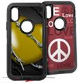 2x Decal style Skin Wrap Set compatible with Otterbox Defender iPhone X and Xs Case - Barbwire Heart Yellow (CASE NOT INCLUDED)