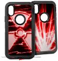 2x Decal style Skin Wrap Set compatible with Otterbox Defender iPhone X and Xs Case - Radioactive Red (CASE NOT INCLUDED)