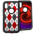 2x Decal style Skin Wrap Set compatible with Otterbox Defender iPhone X and Xs Case - Argyle Red and Gray (CASE NOT INCLUDED)