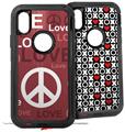 2x Decal style Skin Wrap Set compatible with Otterbox Defender iPhone X and Xs Case - Love and Peace Pink (CASE NOT INCLUDED)