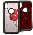 2x Decal style Skin Wrap Set compatible with Otterbox Defender iPhone X and Xs Case - Mushrooms Red (CASE NOT INCLUDED)