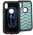 2x Decal style Skin Wrap Set compatible with Otterbox Defender iPhone X and Xs Case - 2010 Chevy Camaro Aqua - Black Stripes on Black (CASE NOT INCLUDED)