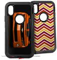 2x Decal style Skin Wrap Set compatible with Otterbox Defender iPhone X and Xs Case - 2010 Chevy Camaro Orange - Black Stripes on Black (CASE NOT INCLUDED)