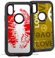 2x Decal style Skin Wrap Set compatible with Otterbox Defender iPhone X and Xs Case - Big Kiss Red Lips on White (CASE NOT INCLUDED)