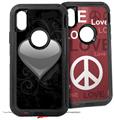 2x Decal style Skin Wrap Set compatible with Otterbox Defender iPhone X and Xs Case - Glass Heart Grunge Gray (CASE NOT INCLUDED)