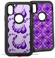 2x Decal style Skin Wrap Set compatible with Otterbox Defender iPhone X and Xs Case - Petals Purple (CASE NOT INCLUDED)