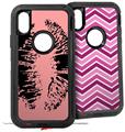 2x Decal style Skin Wrap Set compatible with Otterbox Defender iPhone X and Xs Case - Big Kiss Black on Pink (CASE NOT INCLUDED)