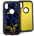 2x Decal style Skin Wrap Set compatible with Otterbox Defender iPhone X and Xs Case - Twisted Garden Blue and Yellow (CASE NOT INCLUDED)