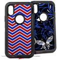 2x Decal style Skin Wrap Set compatible with Otterbox Defender iPhone X and Xs Case - Zig Zag Red White and Blue (CASE NOT INCLUDED)