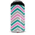 WraptorSkinz Skin Decal Wrap compatible with Yeti 16oz Tal Colster Can Cooler Insulator Zig Zag Teal Pink and Gray (COOLER NOT INCLUDED)