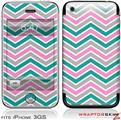 iPhone 3GS Decal Style Skin - Zig Zag Teal Pink and Gray