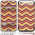 iPhone 3GS Decal Style Skin - Zig Zag Yellow Burgundy Orange