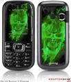 LG Rumor 2 Skin Flaming Fire Skull Green