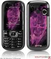 LG Rumor 2 Skin Flaming Fire Skull Hot Pink Fuchsia